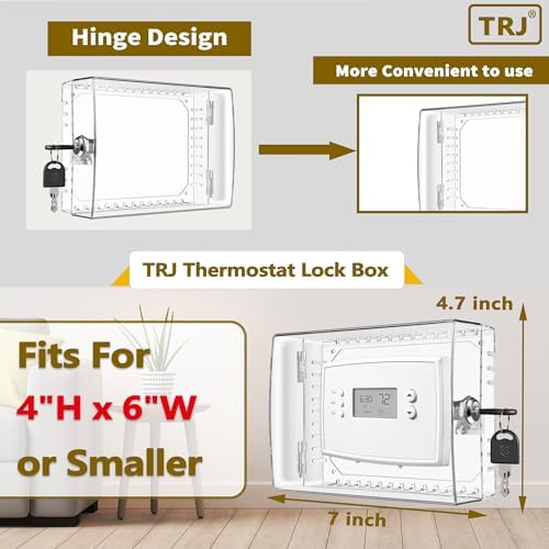 TRJ Large Thermostat Lock Box with Key - Clear Cover for AC on Wall - 3 PCS Lockable Box Fits 4" Hx6 W or Smaller - Image 2