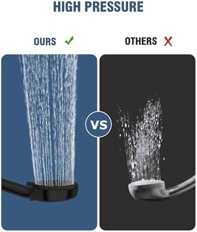 Filtered Shower Head with Handheld Matte Black, BOWGER 6 Modes High Pressure Shower Heads with Power Wash Mode and Hard Water Filter, Detachable Hand Held Showerhead Set with Extra Long Hose - Image 6