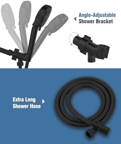 Filtered Shower Head with Handheld Matte Black, BOWGER 6 Modes High Pressure Shower Heads with Power Wash Mode and Hard Water Filter, Detachable Hand Held Showerhead Set with Extra Long Hose - Image 7