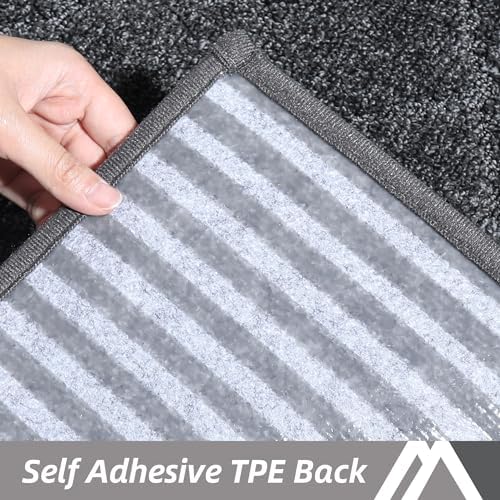 COSY HOMEER Edging Stair Treads Non-Slip Corner Indoor Stair Runners for Wooden Steps,Landing Slip Resistant Stair Rugs Mat for Kids and Dogs,100% Polyester TPE Backing,Black,30x30 inch - Image 5