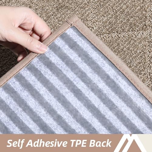 COSY HOMEER Edging Stair Treads Non-Slip Corner Indoor Stair Runners for Wooden Steps,Landing Slip Resistant Stair Rugs Mat for Kids and Dogs,100% Polyester TPE Backing,Beige,30x30 inch - Image 6
