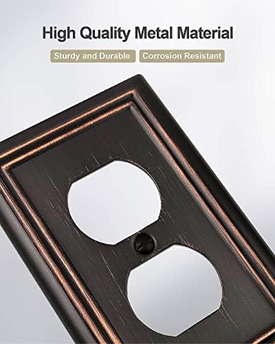 6-Pack Duplex Wall Plates, Aged Bronze Outlet Covers, Metal Electrical Outlet Cover Plates, 3.15''*4.88'', Midsize - Image 3