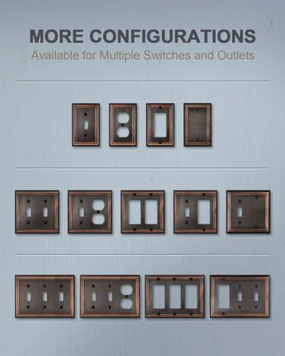 6-Pack Duplex Wall Plates, Aged Bronze Outlet Covers, Metal Electrical Outlet Cover Plates, 3.15''*4.88'', Midsize - Image 7