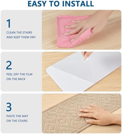 Stair Treads for Wooden Steps Indoor, 15 Pack 8" X 30" Non Slip Carpet Stair Treads with Reusable Adhesive for Kids Elders and Dogs, Surface Polyester TPR Backing Stair Rugs - Image 4