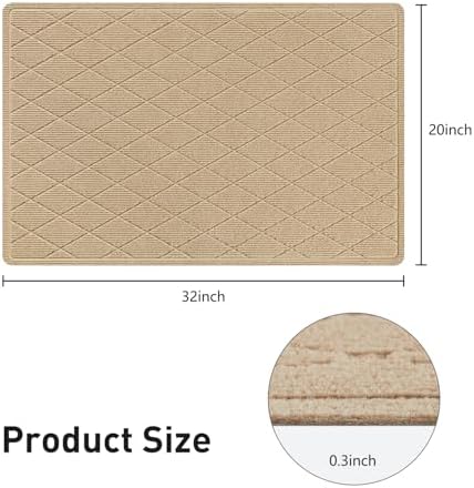 Stair Treads Non Slip Landing Rug for Wooden Steps Indoor, Peel and Stick Stair Treads Matching-Mat 20"X32" Landing Slip Resistant Stair Rugs for Kids and Dogs, Polyester Stair Landing Mat, Beige - Image 3