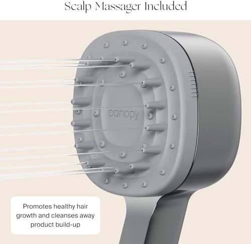 Canopy Handheld Filtered Shower Head & Scalp Massager - High Pressure Shower Head Filter for Hard Water - Shower Filter To Reduce Impurities for Healthier Scalp, Skin & Hair - Hair Growth - Nickel - Image 2