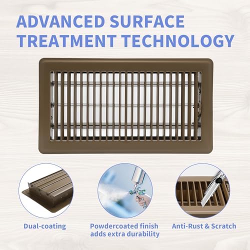 6x12 Inch Floor Register - Heavy Duty Steel Walkable Floor Vents - Easy Adjust Air Supply Lever - Vent Covers for Home (Brown) - Image 3