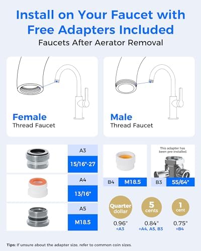 Waterdrop Countertop Water Filter, 4000 Gallons Water Filter for Sink Faucet and Filter Life Reminder, Reduces Heavy Metals, Bad Odor, and 99% Chlorine (1 Filter Included) WD-CTF-05 - Image 3