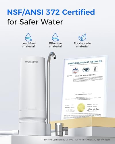 Waterdrop Countertop Water Filter, 4000 Gallons Water Filter for Sink Faucet and Filter Life Reminder, Reduces Heavy Metals, Bad Odor, and 99% Chlorine (1 Filter Included) WD-CTF-05 - Image 6