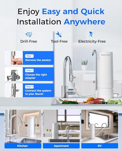 Waterdrop Countertop Water Filter, 4000 Gallons Water Filter for Sink Faucet and Filter Life Reminder, Reduces Heavy Metals, Bad Odor, and 99% Chlorine (1 Filter Included) WD-CTF-05 - Image 7
