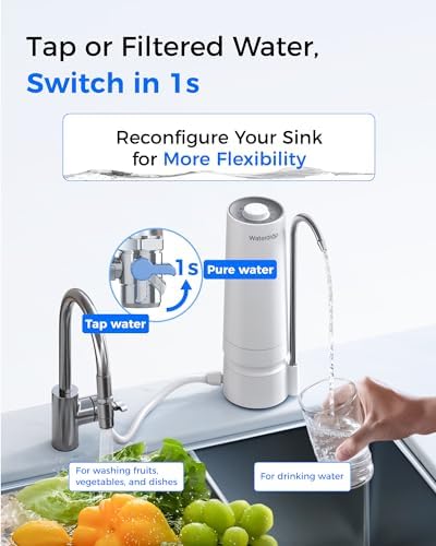 Waterdrop Countertop Water Filter, 4000 Gallons Water Filter for Sink Faucet and Filter Life Reminder, Reduces Heavy Metals, Bad Odor, and 99% Chlorine (1 Filter Included) WD-CTF-05 - Image 9