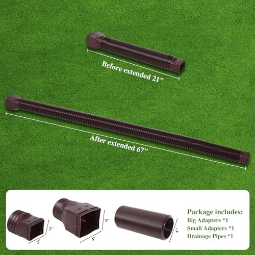 1 Pack Flexible Gutter Downspout Extensions Extendable from 21" to 67", Downspout Extender Comes with Adapters, Thickened Down spout Drain Extension for Rainwater Drainage(Brown) - Image 6