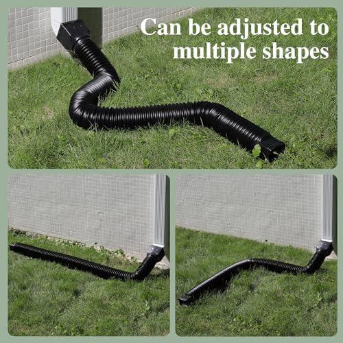 2 Pack Flexible Gutter Downspout Extensions Extendable from 21" to 67", Downspout Extender Comes with Adapters, Thickened Down spout Drain Extension for Rainwater Drainage(Black) - Image 3