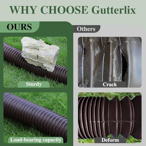 2 Pack Flexible Gutter Downspout Extensions Extendable from 21" to 67", Downspout Extender Comes with Adapters, Thickened Down spout Drain Extension for Rainwater Drainage(Brown) - Image 2
