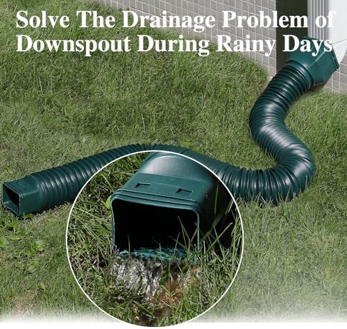 2 Pack Flexible Gutter Downspout Extensions Extendable from 21" to 67", Downspout Extender Comes with Adapters, Thickened Down spout Drain Extension for Rainwater Drainage(Green) - Image 4