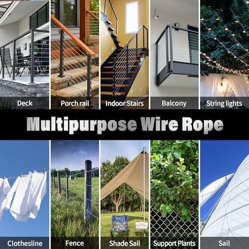 Stainless Steel Cable for Railing - 500FT 1/8" T316 Wire Rope Cable for Deck Railings System Kit - Image 8