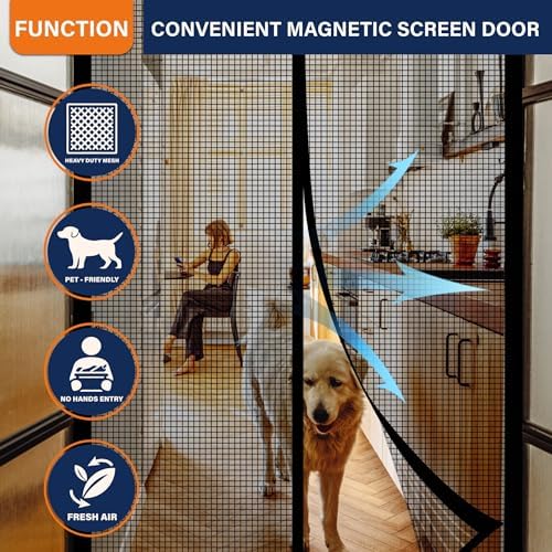 Magnetic Screen Door,Fiberglass Screen Door Mesh,Keep Bugs Out, Heavy-Duty Mesh Curtain,Pet and Kid Friendly, Works with Front Doors, Sliding Doors(32x80 Inch Fiberglass - Image 5