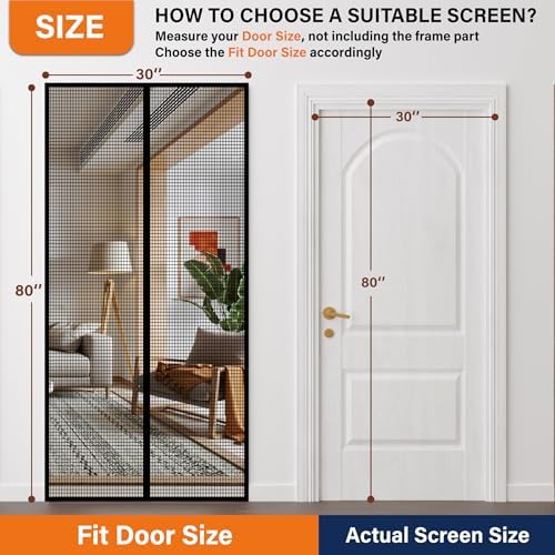 Magnetic Screen Door,Fiberglass Screen Door Mesh,Keep Bugs Out, Heavy-Duty Mesh Curtain,Pet and Kid Friendly, Works with Front Doors, Sliding Doors(32x80 Inch Fiberglass - Image 6
