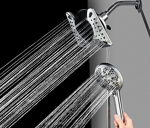 2.5 GPM Shower Head with Handheld: 2-in-1 High Pressure Shower Heads with Handheld Spray Combo 7.5" Rain Shower and 10 Spray Settings Handheld Shower Head, Detachable Showerhead with Hose - Image 2