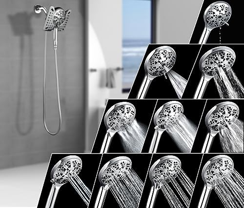 2.5 GPM Shower Head with Handheld: 2-in-1 High Pressure Shower Heads with Handheld Spray Combo 7.5" Rain Shower and 10 Spray Settings Handheld Shower Head, Detachable Showerhead with Hose - Image 4