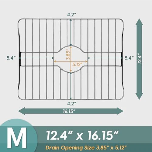 SunnyPoint 304 Stainless Steel Sink Protector Rack – Rust-Resistant Grid for Kitchen Sink Bottom, Scratch Prevention, Drainage Support,(Medium) (16.15"x12.4") - Image 2