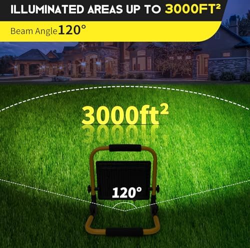10000LM LED Work Light: Portable Work Light with 5FT Cord - IP66 Waterproof Flood Light for Outdoor Indoor Job Site Workshop Garage Construction Site Lighting, Gifts for Men - Image 6