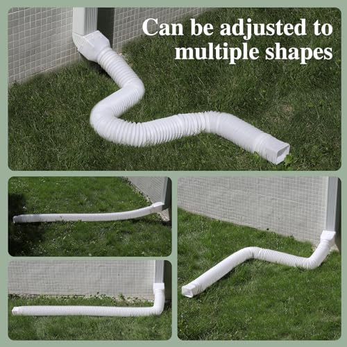 Flexible Gutter Downspout Extensions, Connectable Downspout Extender with 58"+ 67" Extendable Pipe, Thickened Down spout Drain Extension for Rainwater Drainage(2 Pack, White) - Image 3