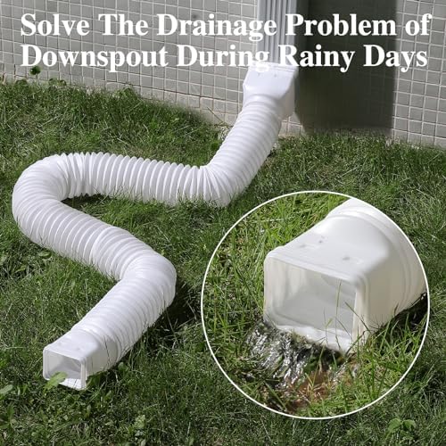 Flexible Gutter Downspout Extensions, Connectable Downspout Extender with 58"+ 67" Extendable Pipe, Thickened Down spout Drain Extension for Rainwater Drainage(2 Pack, White) - Image 5