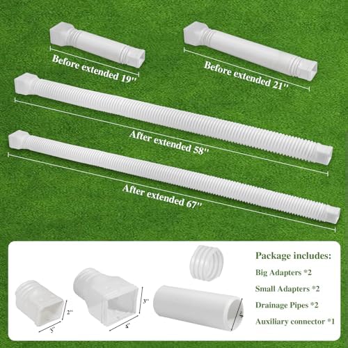 Flexible Gutter Downspout Extensions, Connectable Downspout Extender with 58"+ 67" Extendable Pipe, Thickened Down spout Drain Extension for Rainwater Drainage(2 Pack, White) - Image 6