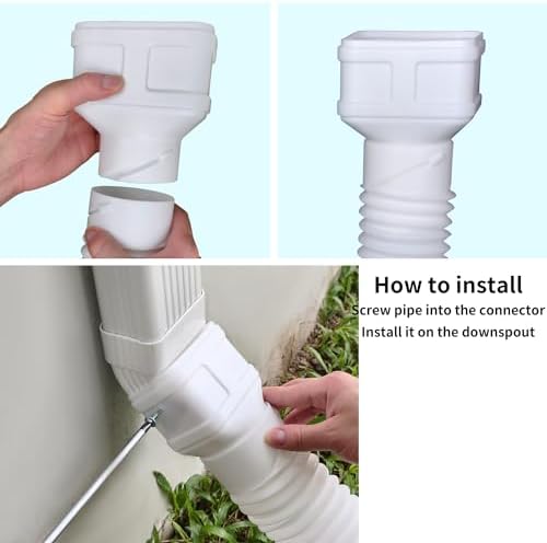 7ft Long Gutter Downspout Extensions, 3” Downspout Extender Drainage Pipe for 2"×3" Downspout and 3"×4"Downspout, Flexible Pipe Stretched Length 7ft, White,1-Pack - Image 3