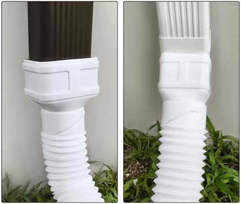 7ft Long Gutter Downspout Extensions, 3” Downspout Extender Drainage Pipe for 2"×3" Downspout and 3"×4"Downspout, Flexible Pipe Stretched Length 7ft, White,1-Pack - Image 6
