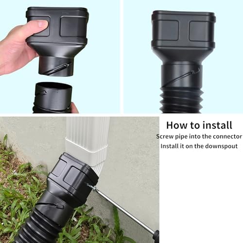 7ft Long Gutter Downspout Extensions, 3" Gutter Downspout Extender Pipe for 2"×3" Downspout and 3"×4" Downspout, Flexible Pipe Stretched Length 7ft, Black,2-Pack - Image 3