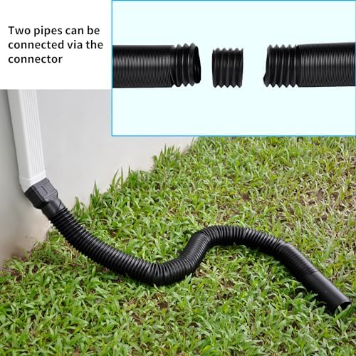 7ft Long Gutter Downspout Extensions, 3" Gutter Downspout Extender Pipe for 2"×3" Downspout and 3"×4" Downspout, Flexible Pipe Stretched Length 7ft, Black,2-Pack - Image 4