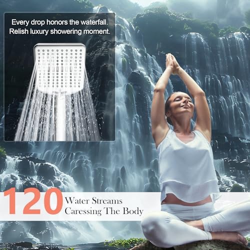 Filtered Shower Head with Handheld - High Pressure 6 Modes, 120 Anti-clog Nozzles, Detachable Showerhead with Hard Water Filters, Extra Long 6ft Hose, Power Wash Mode to Clean Bathroom, Pets - Image 2