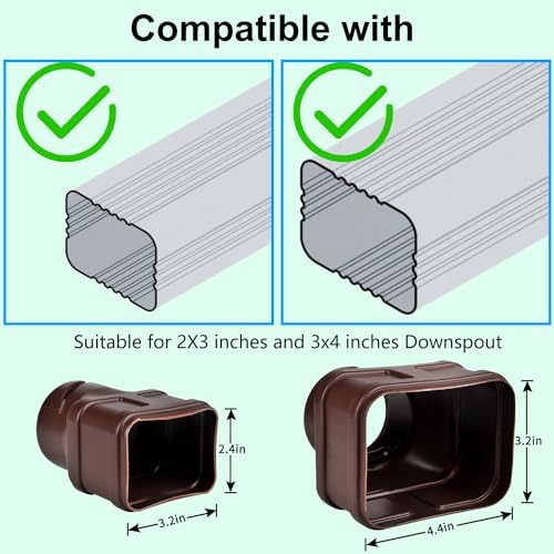 7ft Long Gutter Downspout Extensions, Outer Diameter 3" Downspout Extender for Rainwater Drainage, Flexible Drainage Pipe Suitable for 2"×3" and 3"×4" Downspout (Brown-1-Pack) - Image 2
