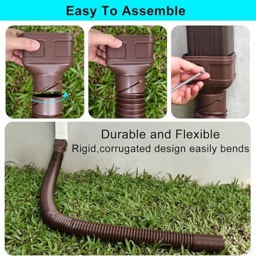 7ft Long Gutter Downspout Extensions, Outer Diameter 3" Downspout Extender for Rainwater Drainage, Flexible Drainage Pipe Suitable for 2"×3" and 3"×4" Downspout (Brown-1-Pack) - Image 4
