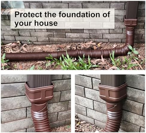 7ft Long Gutter Downspout Extensions, Outer Diameter 3" Downspout Extender for Rainwater Drainage, Flexible Drainage Pipe Suitable for 2"×3" and 3"×4" Downspout (Brown-1-Pack) - Image 5