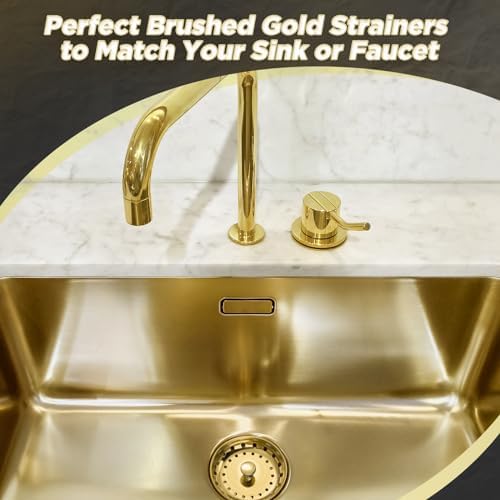 Mudder 3 Pcs Kitchen Sink Drain Strainer and Stopper Stainless Steel Garbage Disposal Plug with Handle Universal Anti-Clogging Kitchen Sink Filter Sieve Basket Strainer(Brushed Gold) - Image 7
