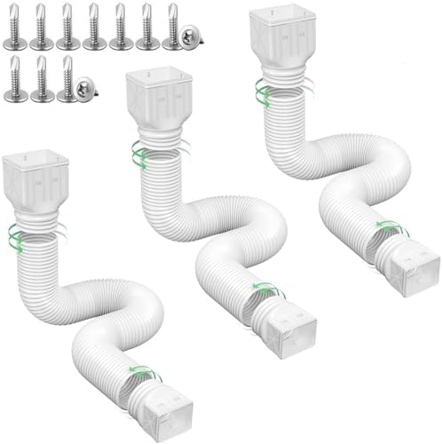 3 pack Flexible Rain Gutter Downspout Extensions,Drain Downspout Extender,Gutter Extension Flexible,Down Spout Drain Extension Pipes,Extendable from 21 to 60 Inches (3pcs white) - Image 8