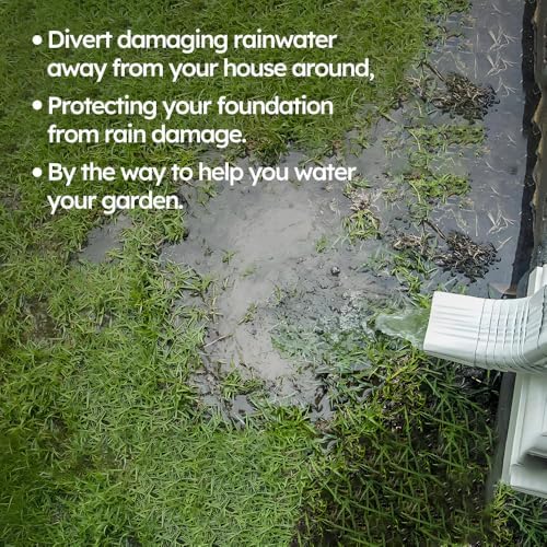 Gutter Downspout Extensions Big Kit, Catch Basin + 2pcs Pipes, Low Profile Downspout Extender - Each Flexible Pipe is 8.2ft - can be Connected into a Whole. Protect Foundation.(Black) - Image 5
