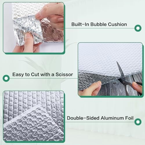 Reflective Bubble Insulation Sheet, Double Side Aluminum Foil Bubble Shield, Aluminum Foil Thermal Insulation Radiant Barrier for Windows, RV, Roof, Garage Door (47IN X 15FT) - Image 4