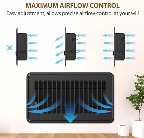Floor Vent Covers, 2 x14 Floor Register, Heavy Duty Steel Walkable Vent Covers for Home Floor, Easy Adjust Air Supply Lever, for Sidewall and Floor, Black - Image 2