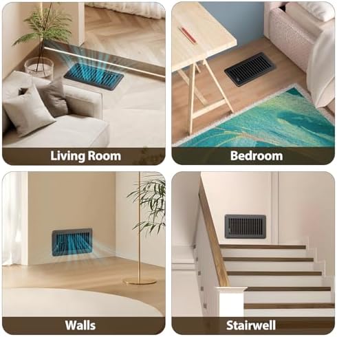 Floor Vent Covers, 2 x14 Floor Register, Heavy Duty Steel Walkable Vent Covers for Home Floor, Easy Adjust Air Supply Lever, for Sidewall and Floor, Black - Image 4