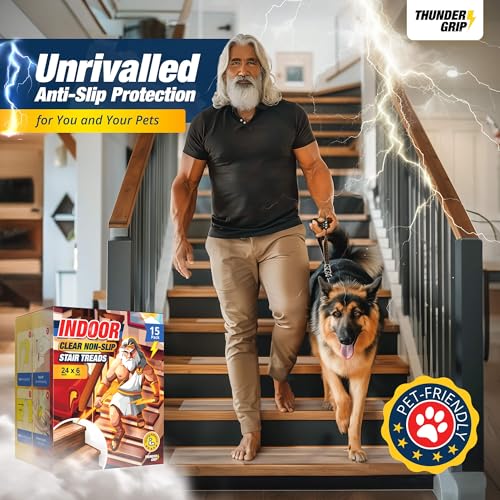 Clear Stair Treads Non-Slip 24"x6" - 15-Pack Indoor Stair Grips Non Slip for Wooden Steps - Anti Slip Adhesive Strips for Dogs & Elderly - Staircase Step Treads - Transparent Treads for Wood Stairs - Image 6