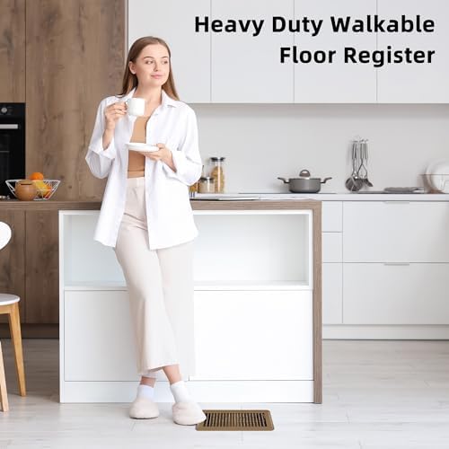 Floor Register 6 x 12 Inch 2 Pack, Floor Vent Covers for Home Floor, Sidewall, Premium Finish Air Vent Cover with Easy Adjust Air Supply Lever, Brown - Image 2