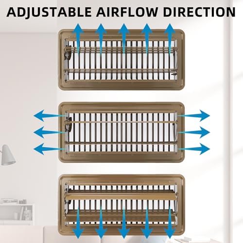 Floor Register 6 x 12 Inch 2 Pack, Floor Vent Covers for Home Floor, Sidewall, Premium Finish Air Vent Cover with Easy Adjust Air Supply Lever, Brown - Image 3