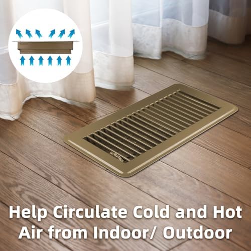 Floor Register 6 x 12 Inch 2 Pack, Floor Vent Covers for Home Floor, Sidewall, Premium Finish Air Vent Cover with Easy Adjust Air Supply Lever, Brown - Image 4