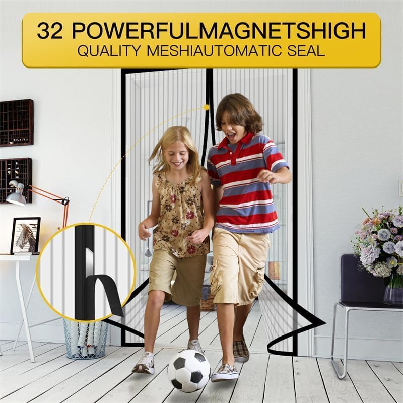 Magnetic Screen Door - Mosquito Bug Net, No Hands Entry, Heavy-Duty Mesh, Easy Install for Sliding Door, 36" x 82" - Image 5