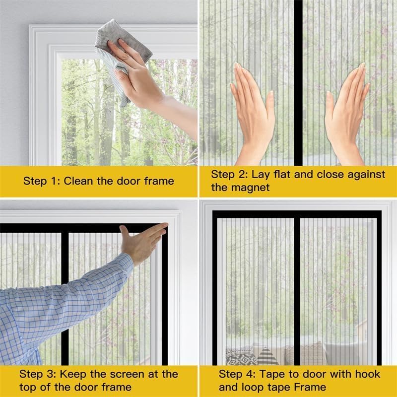Magnetic Screen Door - Mosquito Bug Net, No Hands Entry, Heavy-Duty Mesh, Easy Install for Sliding Door, 36" x 82" - Image 7