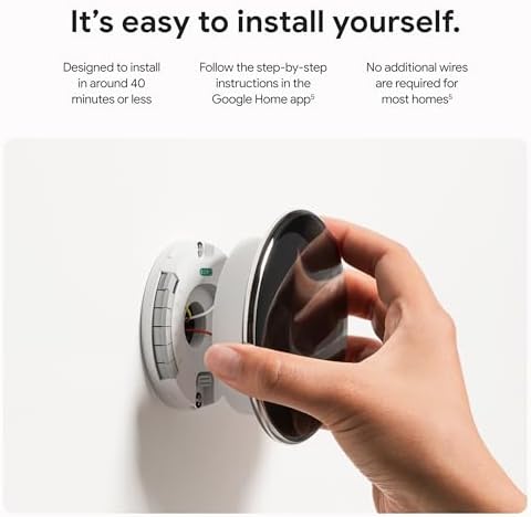 Google Nest Learning Thermostat (4th Gen, 2024) with Nest Temperature Sensor - Energy Saving Smart Thermostat with Adaptive Eco - Works with Alexa and Google Home App - Polished Obsidian - Image 10